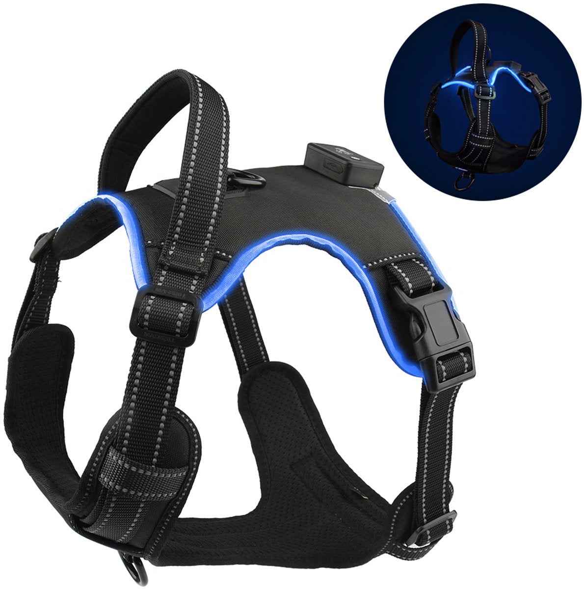 Furley’s Hondenharnas - Maat L – Hondentuig - Hondentuigje – USB Oplaadbaar – Y Tuig Hond – Harnas Hond - Anti Trek Tuig Hond - Reflecterend – Geschikt voor Medium & Grote Honden - Afbeelding 2