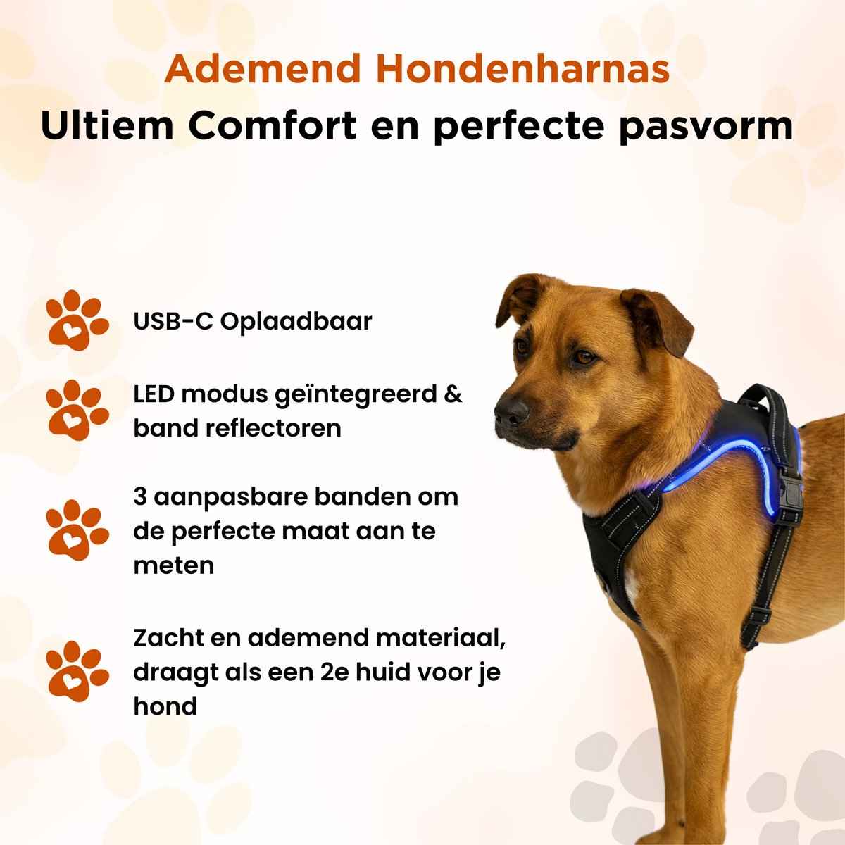 Furley’s Hondenharnas - Maat L – Hondentuig - Hondentuigje – USB Oplaadbaar – Y Tuig Hond – Harnas Hond - Anti Trek Tuig Hond - Reflecterend – Geschikt voor Medium & Grote Honden - Afbeelding 4