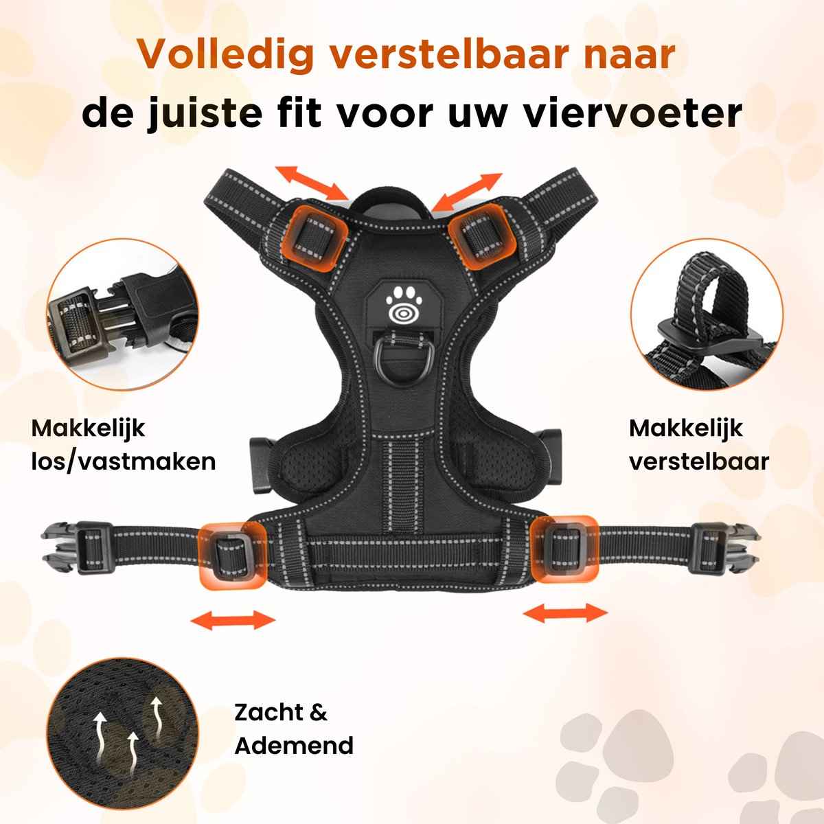Furley’s Hondenharnas - Maat L – Hondentuig - Hondentuigje – USB Oplaadbaar – Y Tuig Hond – Harnas Hond - Anti Trek Tuig Hond - Reflecterend – Geschikt voor Medium & Grote Honden - Afbeelding 6