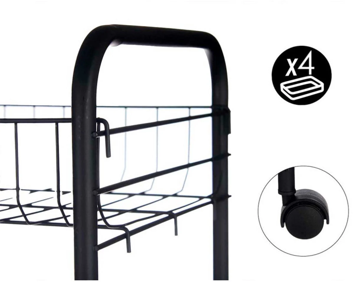 Kinvara Keukentrolley - 3-laags - Zwart Metaal - Met Wieltjes - Afbeelding 3