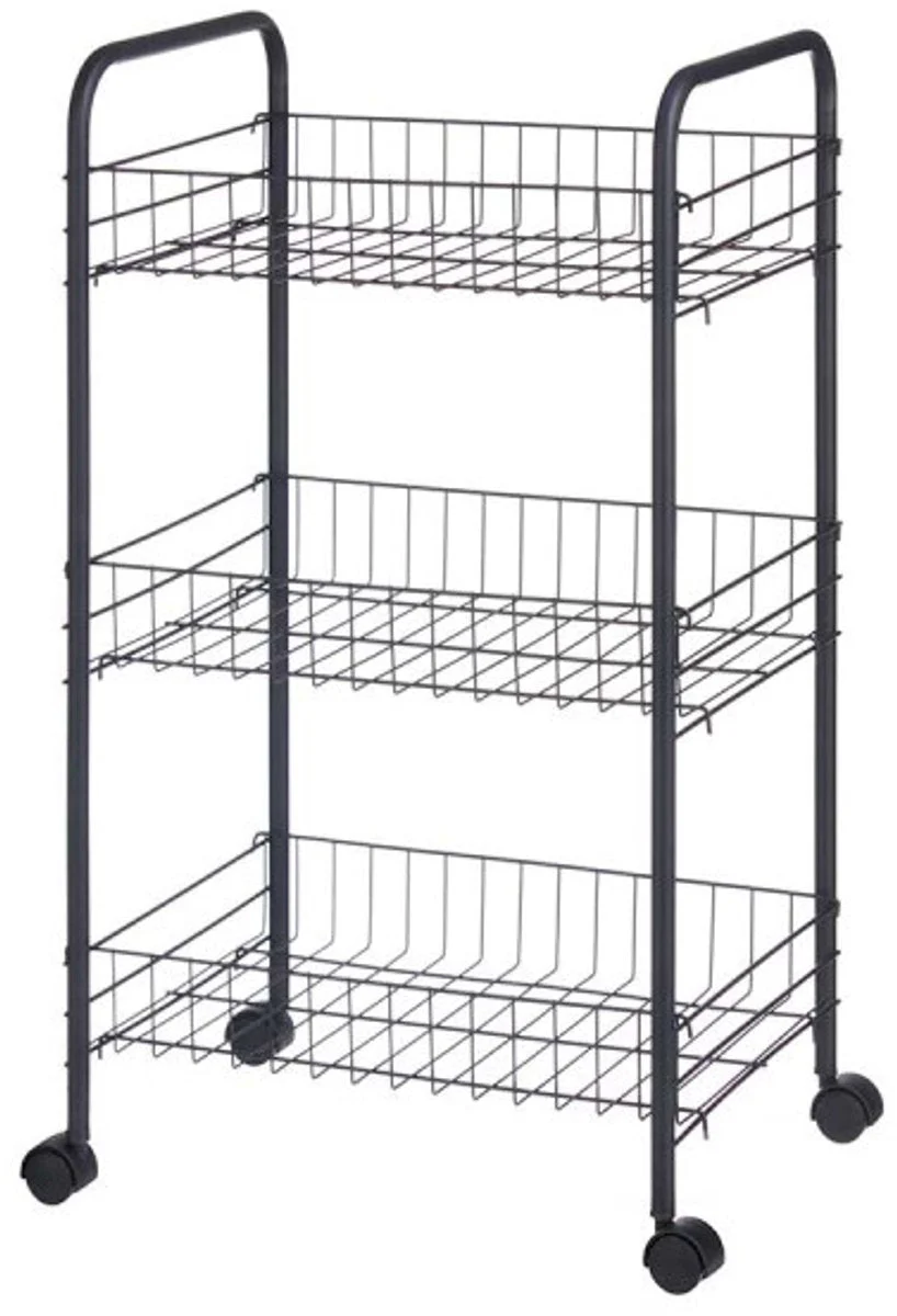 Kinvara Keukentrolley - 3-laags - Zwart Metaal - Met Wieltjes - Afbeelding 4