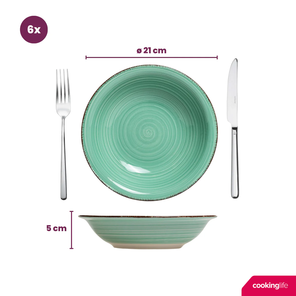 Cookinglife Diepe borden / Pastaborden Delice Groen ø 21 cm - 6 stuks - Afbeelding 6