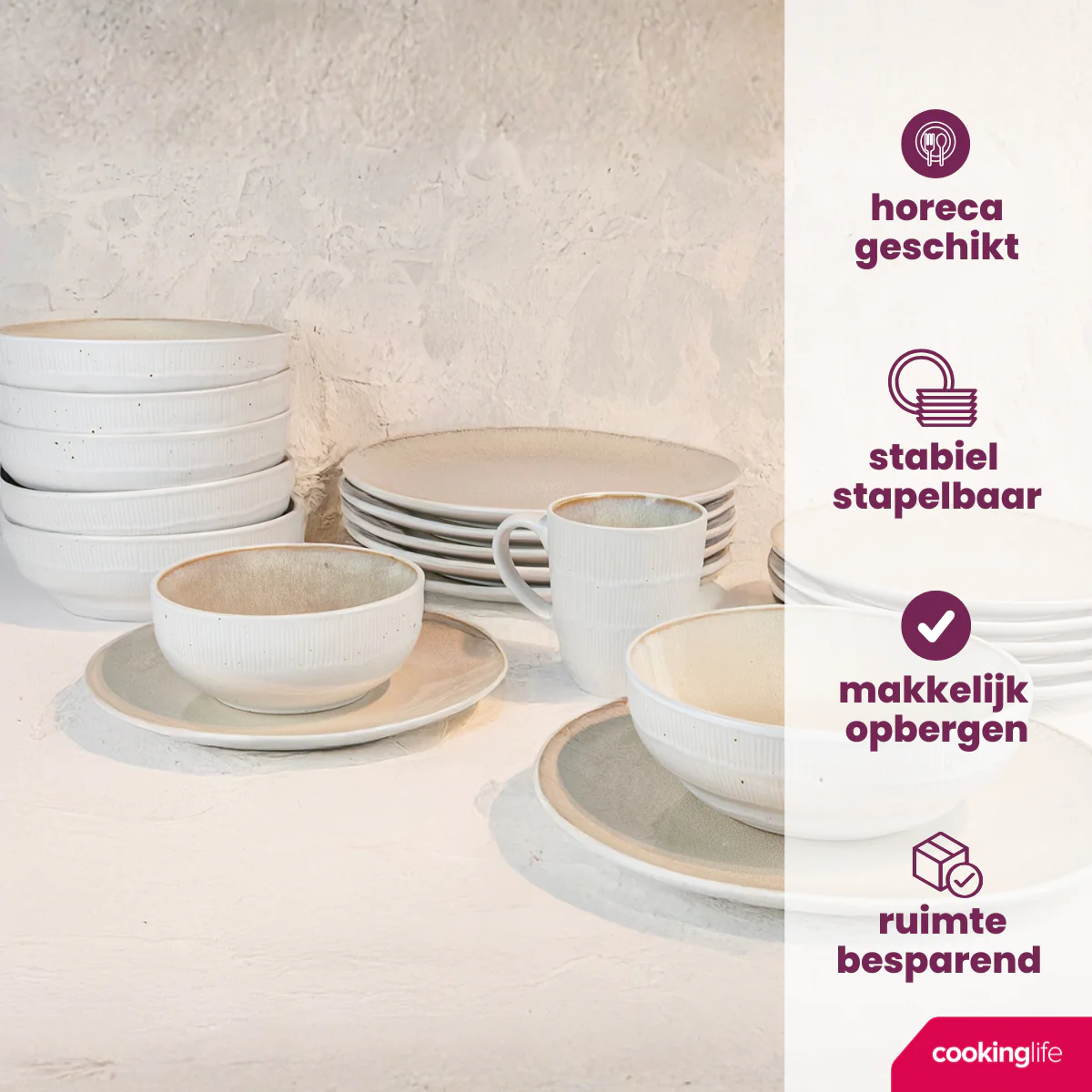 Cookinglife Soepkommen / Kommen Nola Sand ø 17 cm - 6 Stuks - Afbeelding 5