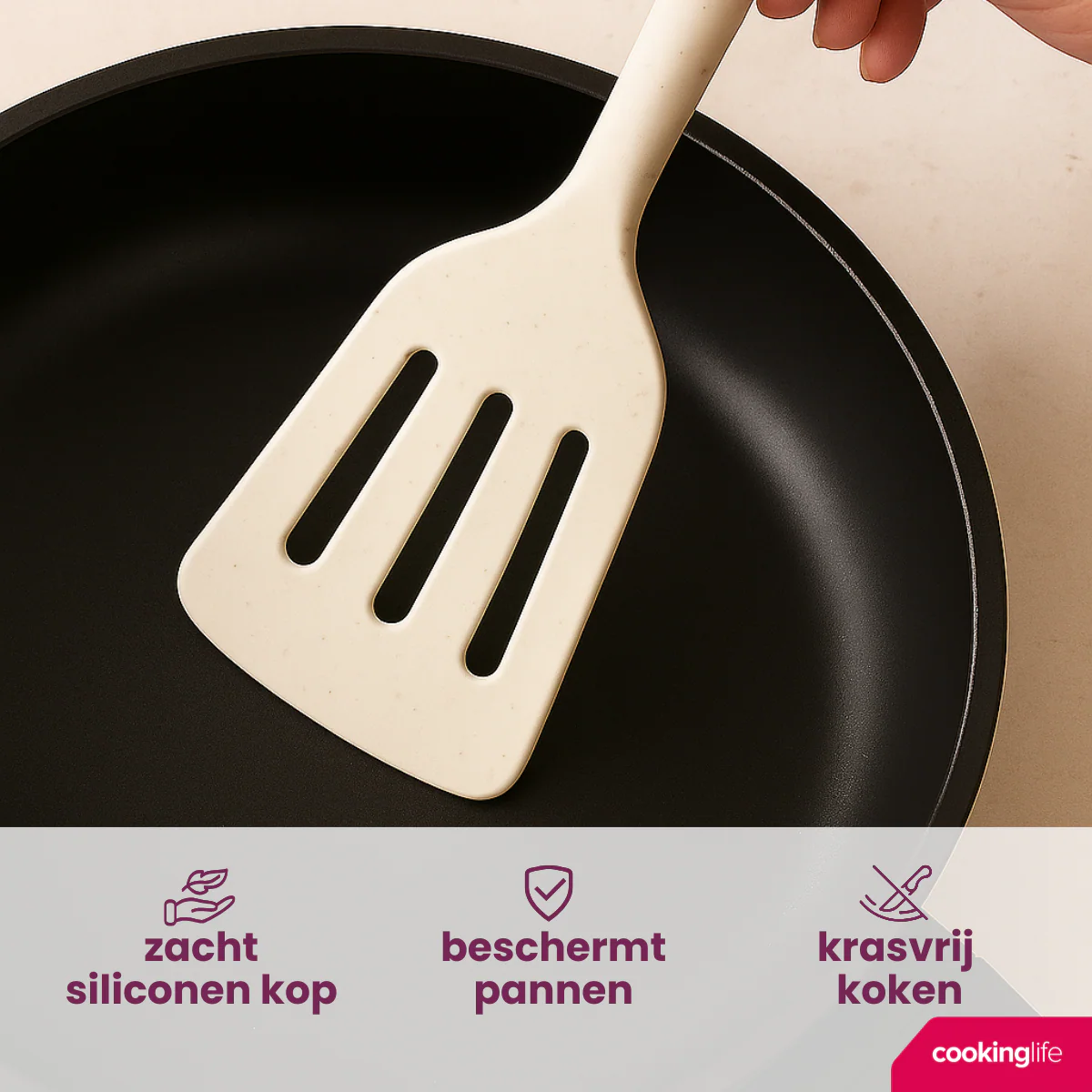 Cookinglife Keukengerei set - Kookgerei set - hout beige 4 delig - Bakspaan, opscheplepel, saladelepel & spaghettilepel - Afbeelding 6
