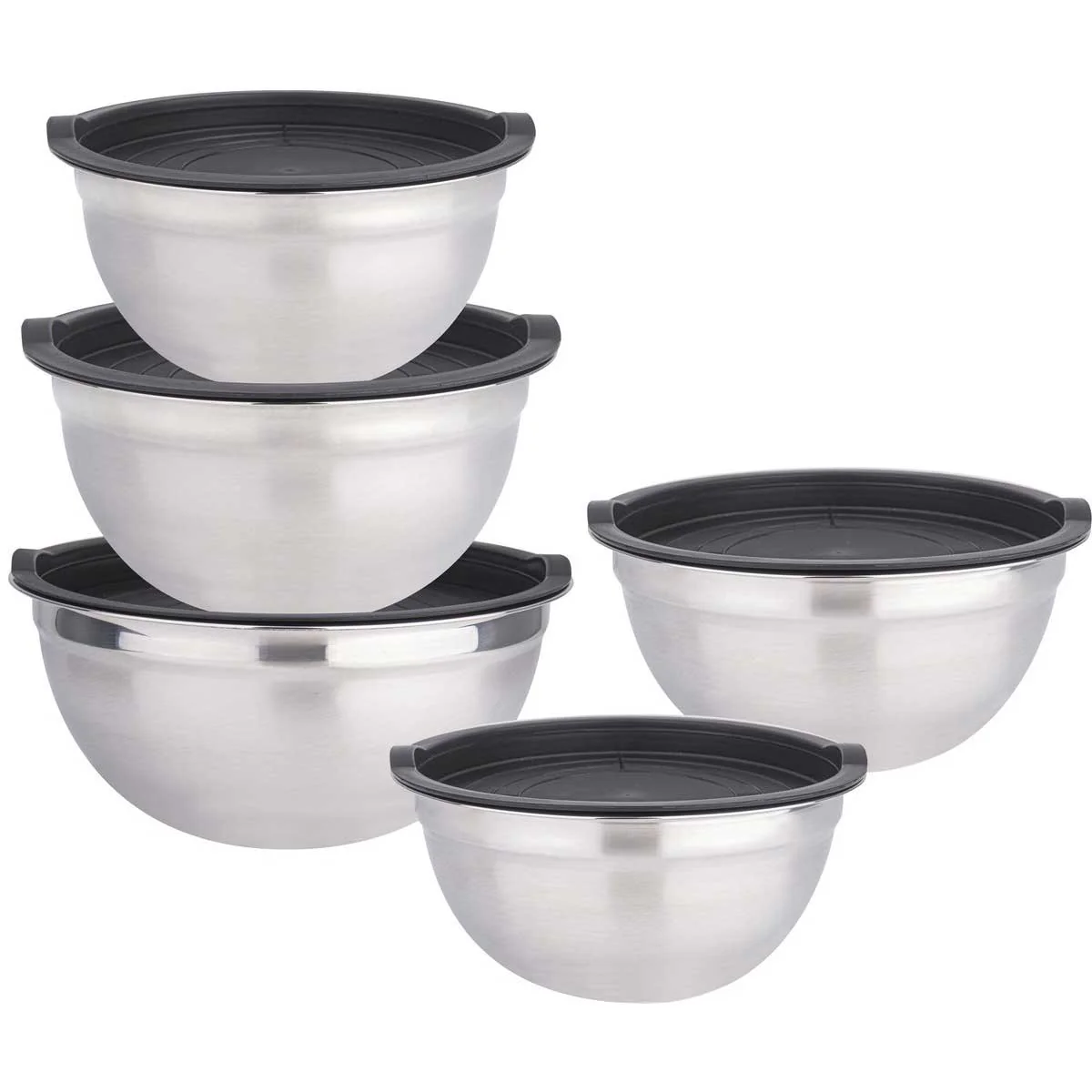 Cheffinger Mengkom - Set van 5 Keukenkommen met Deksels - 16/18/20/22/24cm - Kommenset