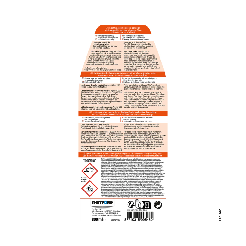 Thetford Duo Tank Cleaner Concentrated 0,8L - Afbeelding 3