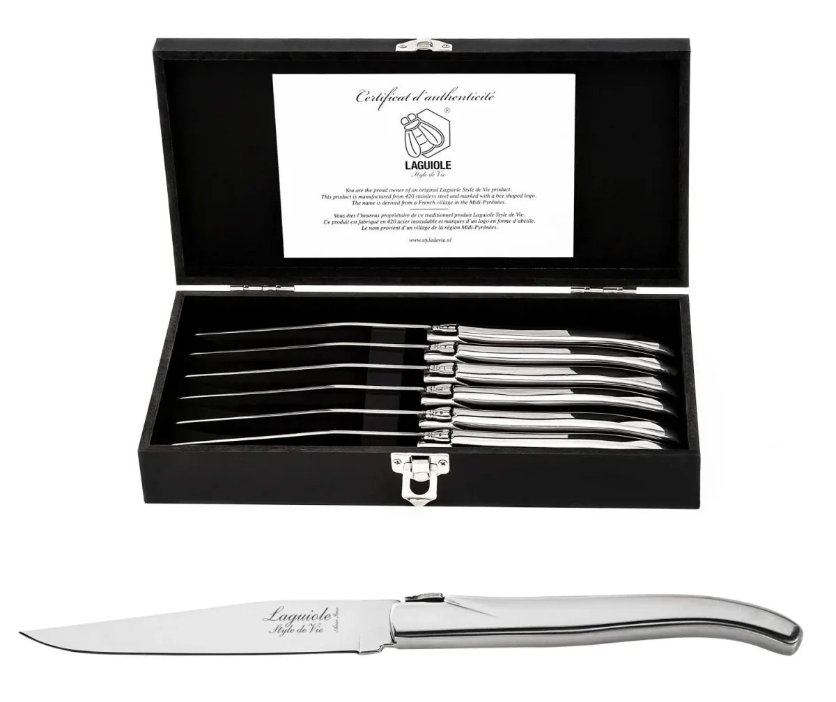 Laguiole Style de Vie Steakmessen Luxury Line RVS - 6 stuks - Afbeelding 3
