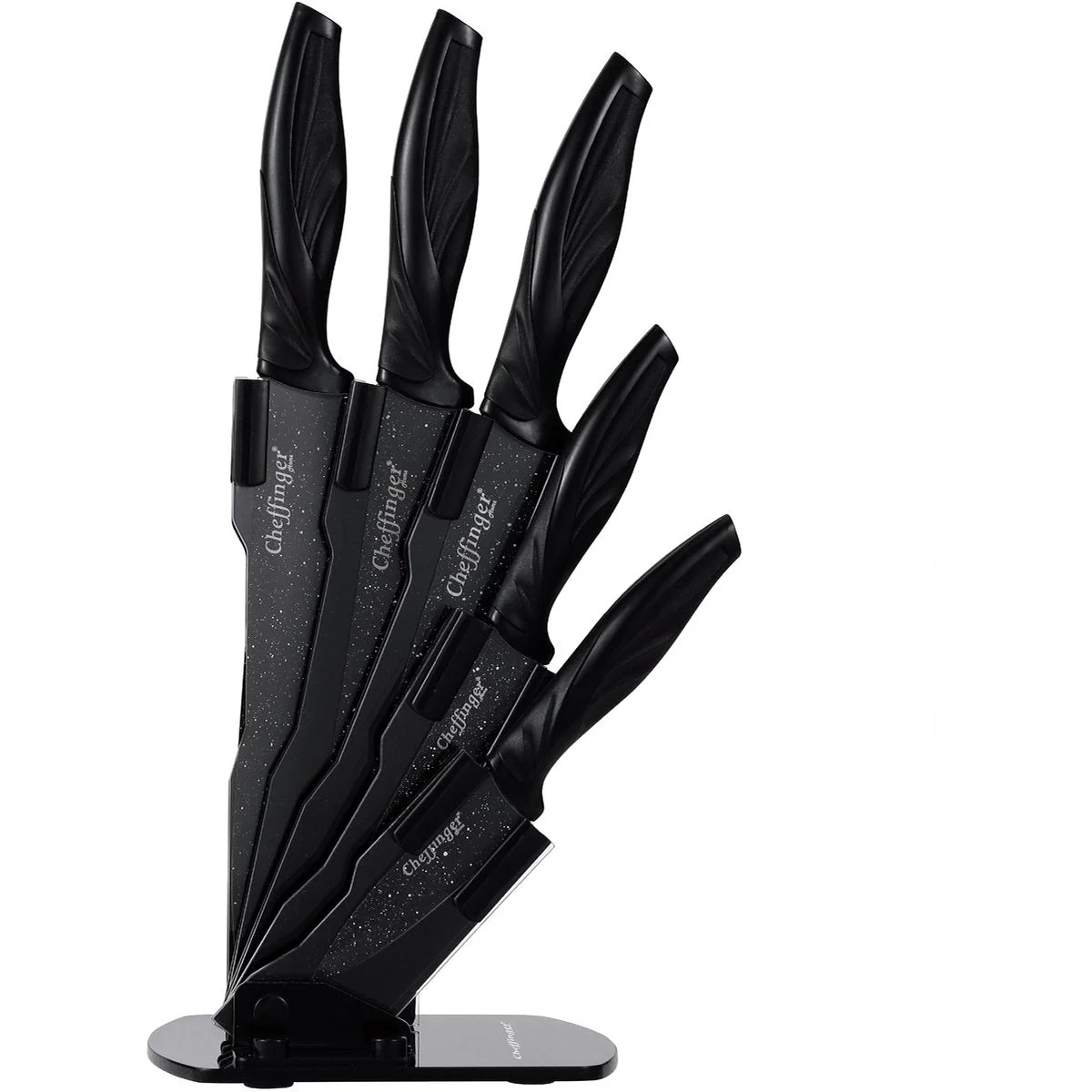 Cheffinger Messenset met Standaard - 6-delig - Zwart - Afbeelding 2