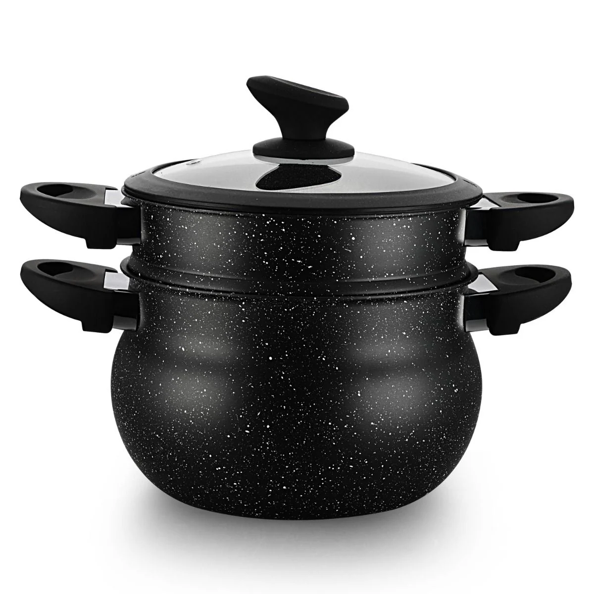 Ferveo Sahra Couscouspan - 4,2 Liter - 20 cm - Inductie geschikt - Stoompan - Zwart - Afbeelding 2