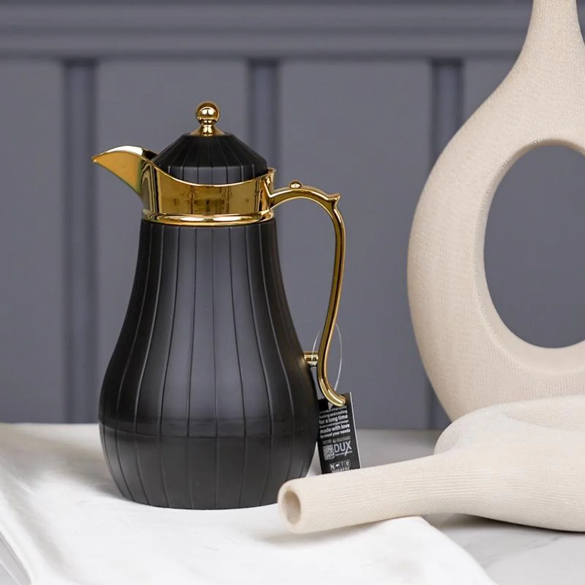 Kadirelli Thermoskan Set van 2 - 1L + 1L - Zwart/Goud - RVS Inox - Themosfles - Afbeelding 2