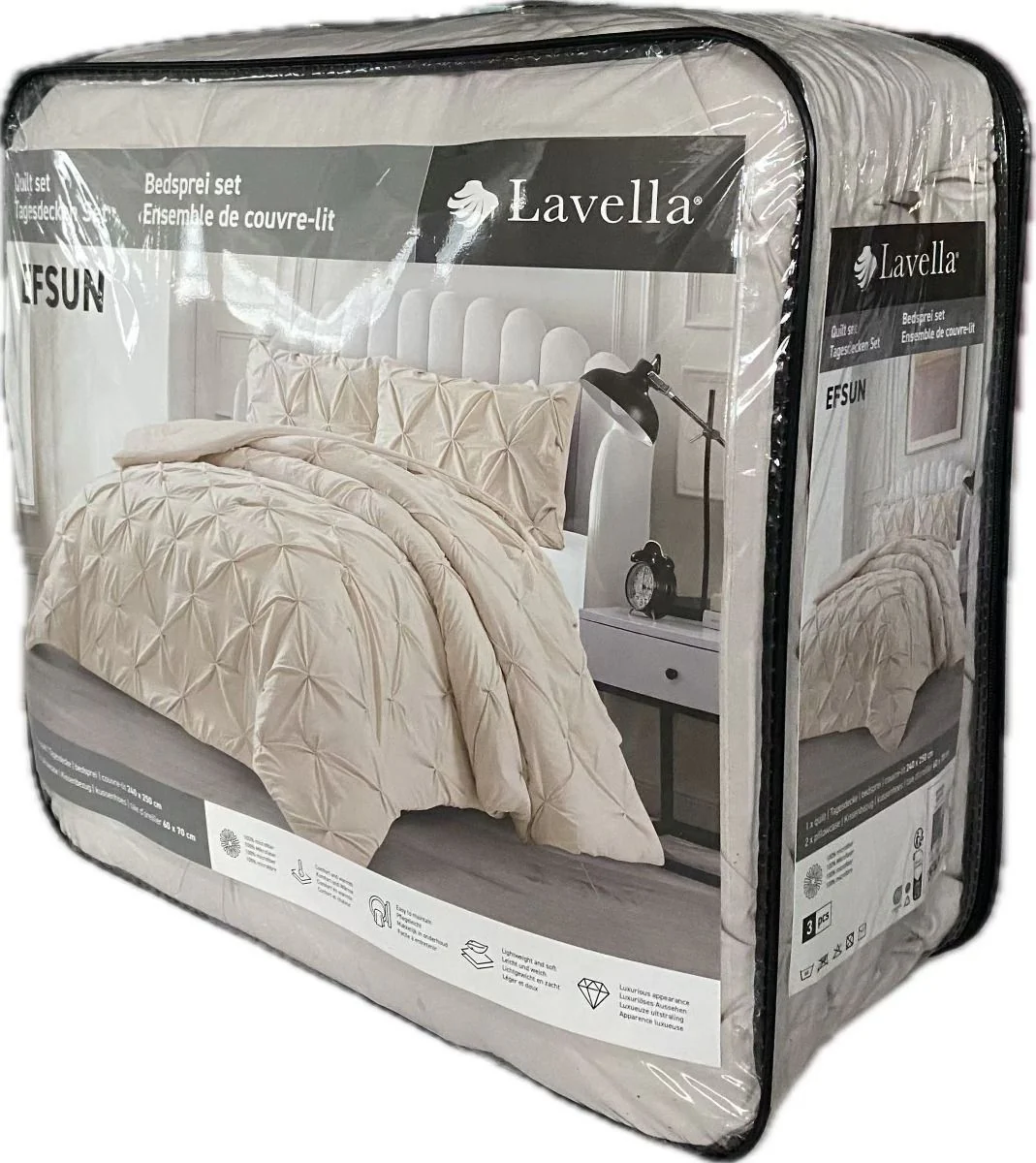 Lavella Efsun Bedsprei Set 3-delig - Beige - 250x240cm - Afbeelding 4