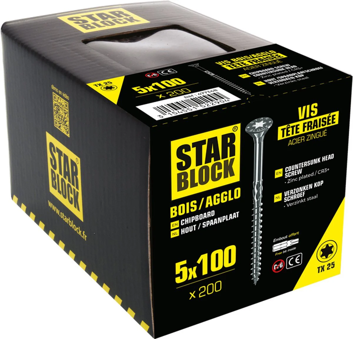 Starblock Hout- en Spaanplaatschroeven TX - 5x100mm - 200 stuks - Torx Schroef - Afbeelding 2